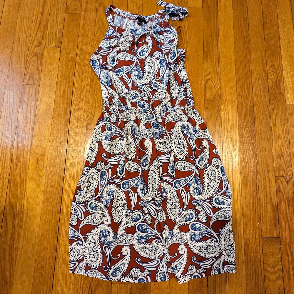 Knee length high neckline dress